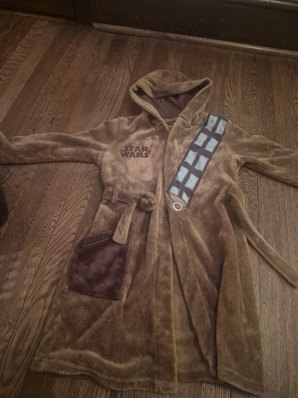 Star Wars Brown Chewbacca Plush Hooded Robe with Bandolier Detail